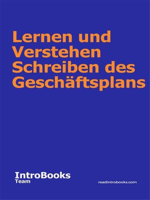 cover image of Lernen und Verstehen Schreiben des Geschäftsplans